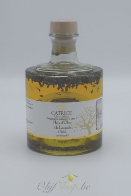 Stapelbare fles extra vierge olijfolie met lavendelbloemen 250 ml