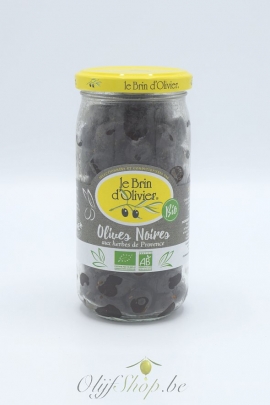Biologische zwarte olijven met Herbes de Provence